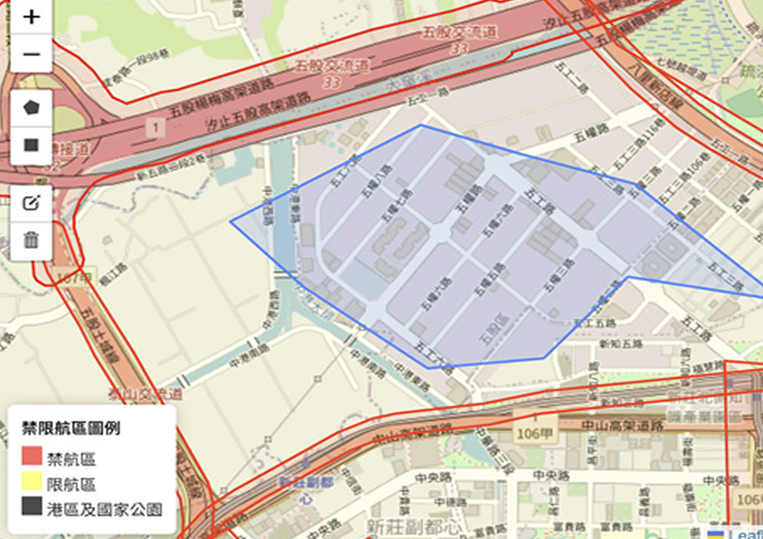 無人機任務前空域規劃示意圖，協助判斷禁航區與限航區，提升任務合規性