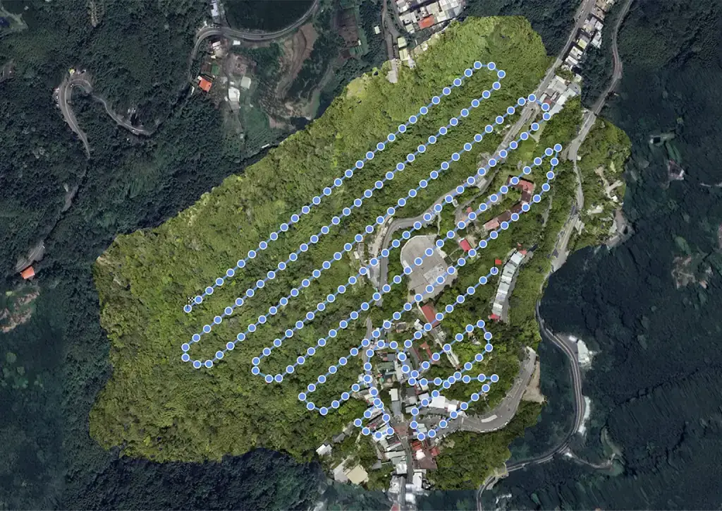 Post-mission UAV deliverable showing complete flight path and operation coverage