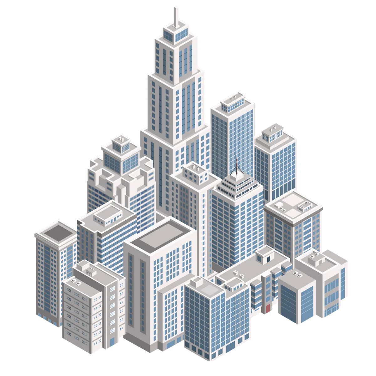 UAV 3D modeling illustration showing digital twin generation of urban buildings for spatial planning and smart city applications